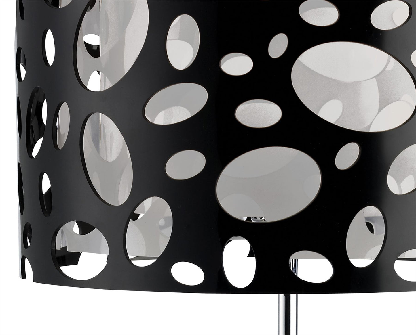 Mantra Lupin Table Lamp 1 Light E27, Gloss Black/White Acrylic/Polished Chrome, CFL Lamps INCLUDED