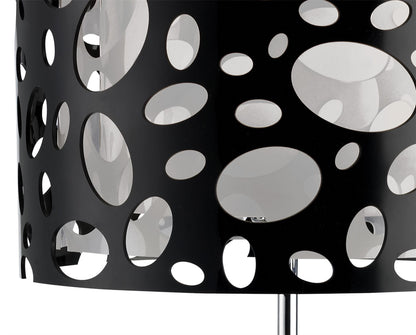 Mantra Lupin Table Lamp 1 Light E27, Gloss Black/White Acrylic/Polished Chrome, CFL Lamps INCLUDED