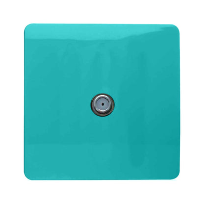 Trendi 1 Gang Artistic Modern Glossy Screwless Television Satellite Socket Bright Teal