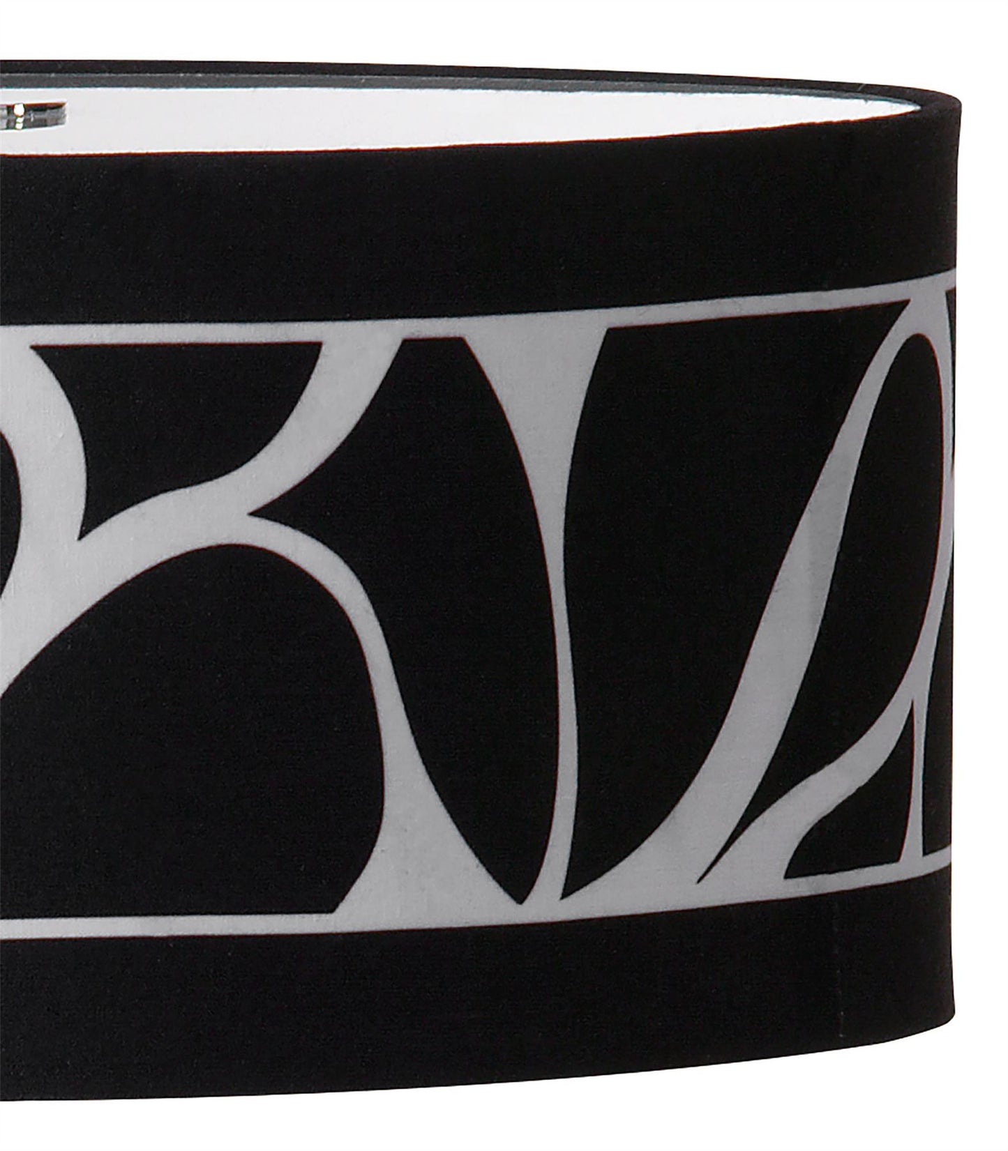 Mantra Manhattan Table Lamp 2 Light L1/SGU10, Polished Chrome/Frosted Glass with Black Patterned Shade, CFL Lamps INCLUDED