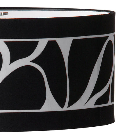 Mantra Manhattan Table Lamp 2 Light L1/SGU10, Polished Chrome/Frosted Glass with Black Patterned Shade, CFL Lamps INCLUDED