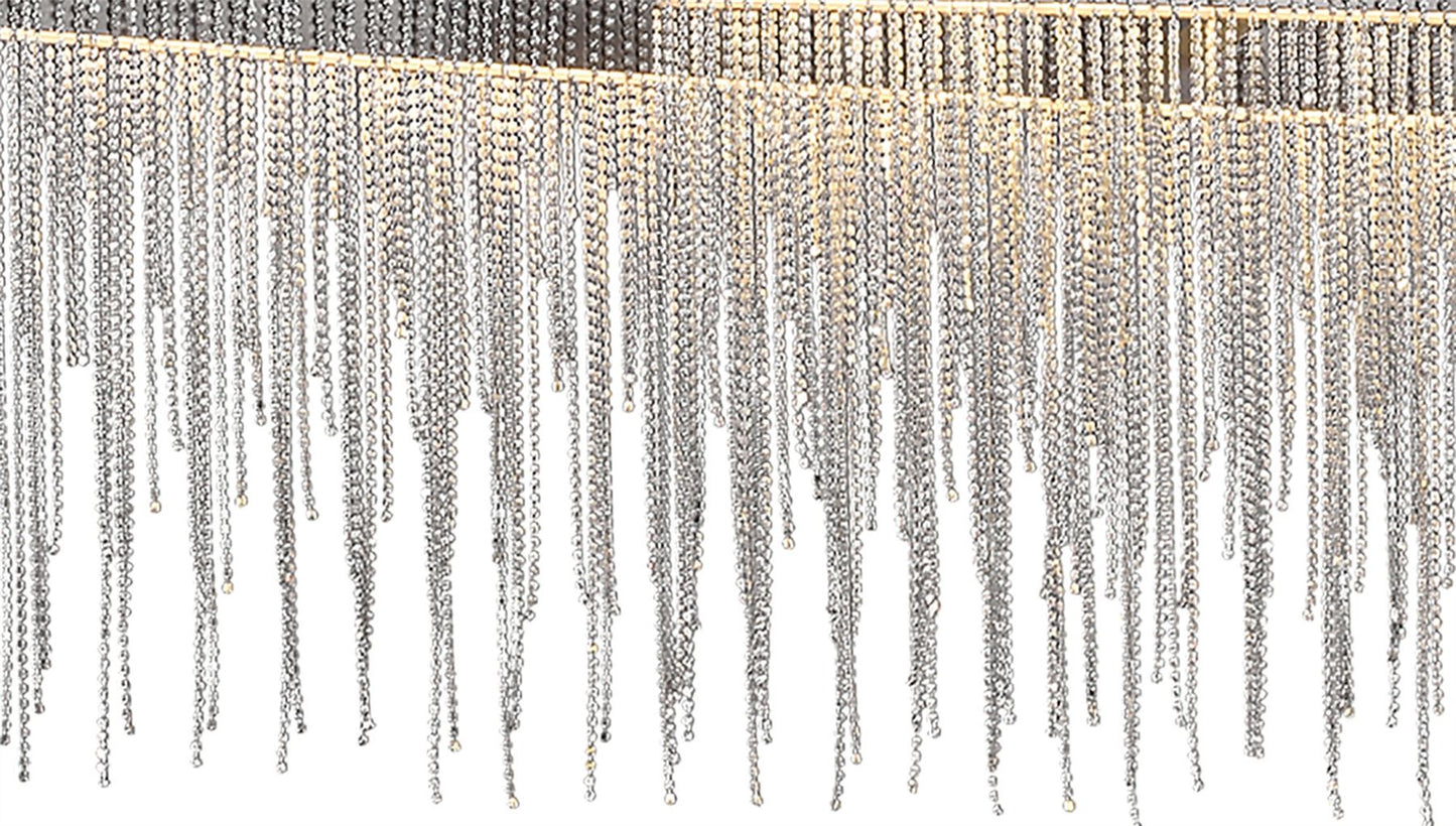 Mantra Fusion Fusion M6251 Cinna Linear Pendant 42W LED, 3000K, 4200lm, Polished Chrome/ Crystal Chain, 3yrs Warranty
