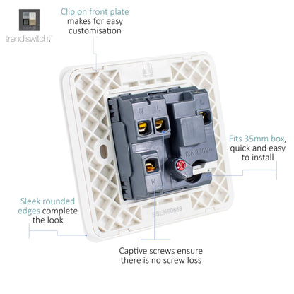 Trendi Switch 13 Amp Fused Spur with Flex Outlet in Matt White - ART-FSMWH