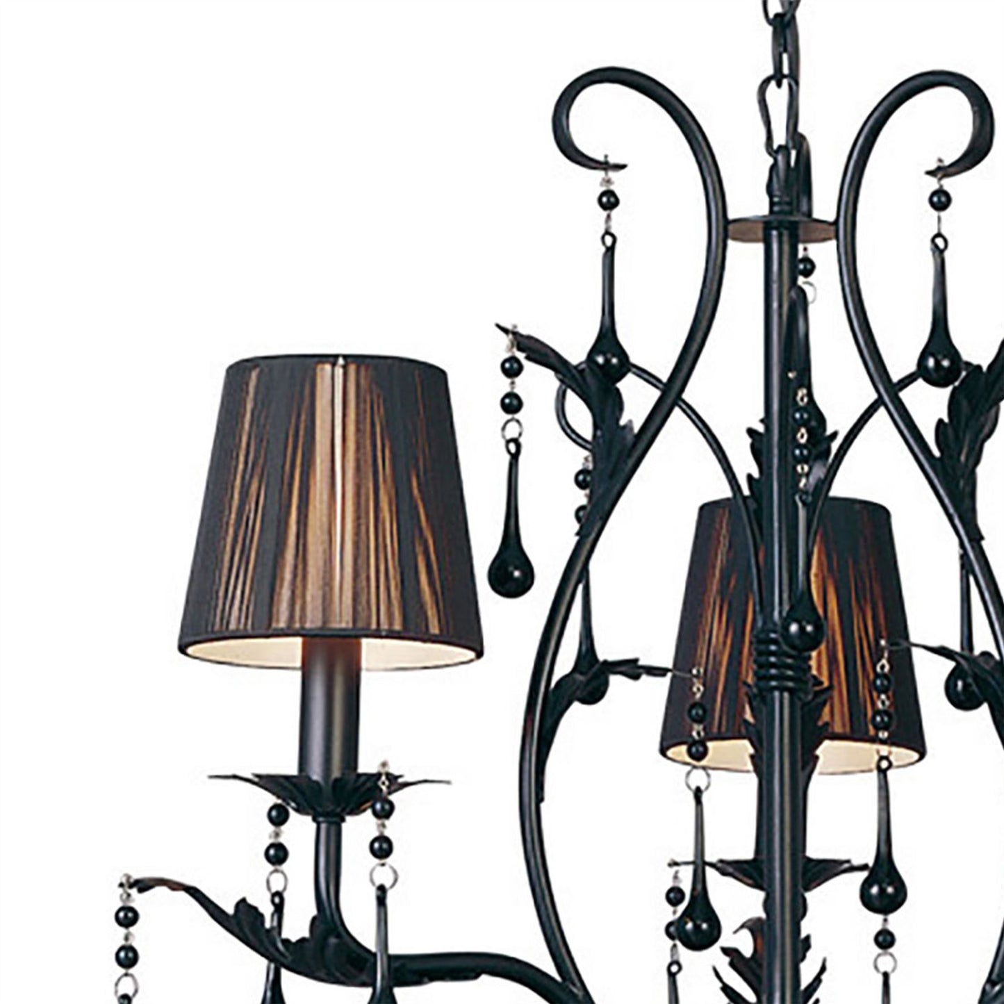 Diyas Flur 50cm  Round 3 Light E14 Black Ceiling Pendant Light Fitting