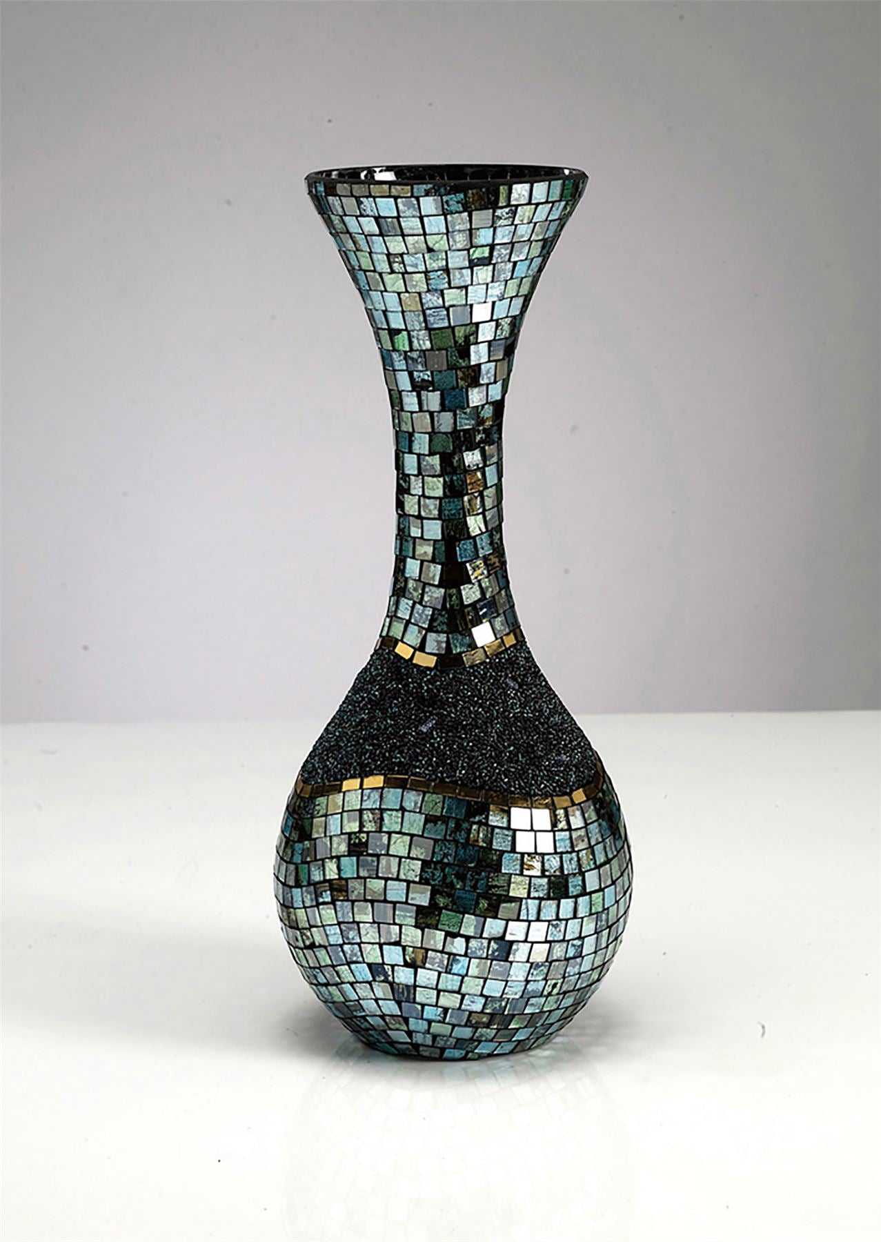 Diyas Home (DH) Addison Mosaic Vase Large Blue/Silver/French Gold Mosaic