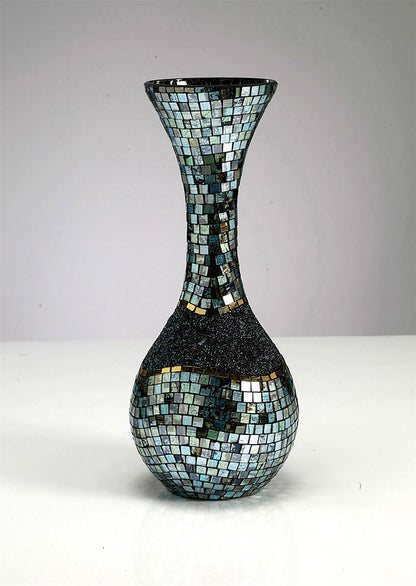 Diyas Home (DH) Addison Mosaic Vase Large Blue/Silver/French Gold Mosaic