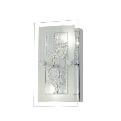 Diyas Destello Wall Light/ Rectangle with Circle Pattern 2 Light G9 Polished Chrome/Crystal Ceiling Light Fitting