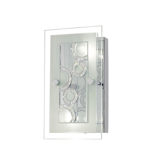 Diyas Destello Wall Light/ Rectangle with Circle Pattern 2 Light G9 Polished Chrome/Crystal Ceiling Light Fitting