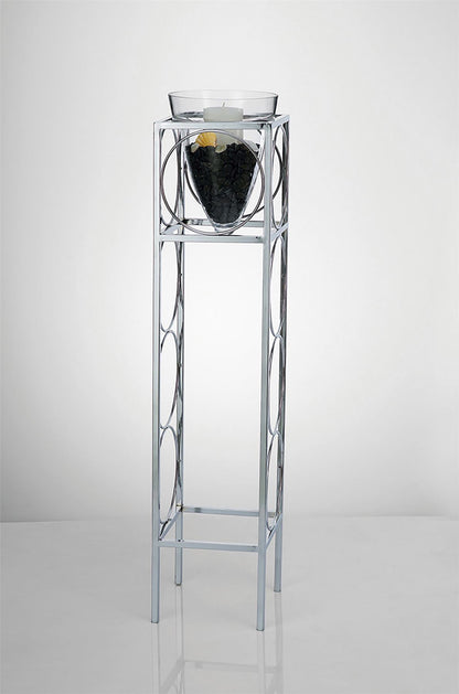 Diyas Home (DH) Athena Candle Holder 110Cm Polished Chrome/Clear Glass Art