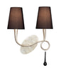 Mantra M0537/S Paola Wall Light Switched 2 Light E14, Silver Painted with Black Shades & Black Glass Droplets - M0537/S