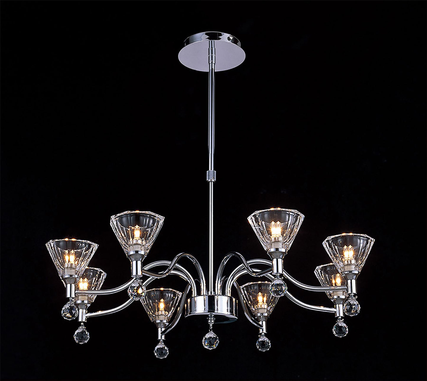 Diyas Neptune 65cm  Round 8 Light G9 Polished Chrome Ceiling Pendant Light Fitting