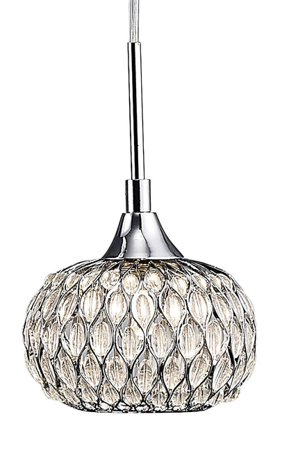 Diyas Chelsie Linear  5 Light G9 Line Polished Chrome/Clear Beaded Glass Ceiling Pendant Light Fitting