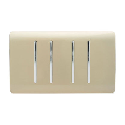 Trendi 4 Gang (2 Way & 2xIntermediate) Glossy 10 Amp Rocker Light Switch Gold