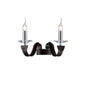 Diyas Nardini Wall Light 2 Light E14 Polished Chrome/Dark Brown Faux Leather/Crystal