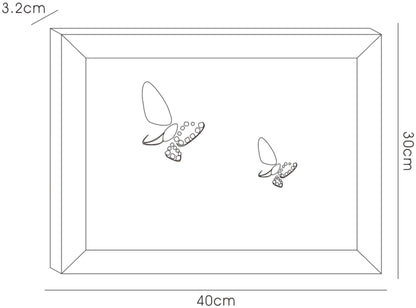Diyas Home Crystal Wall Art (DH) Nature Butterflies, Black Frame Blue, Purple Crystal Framed