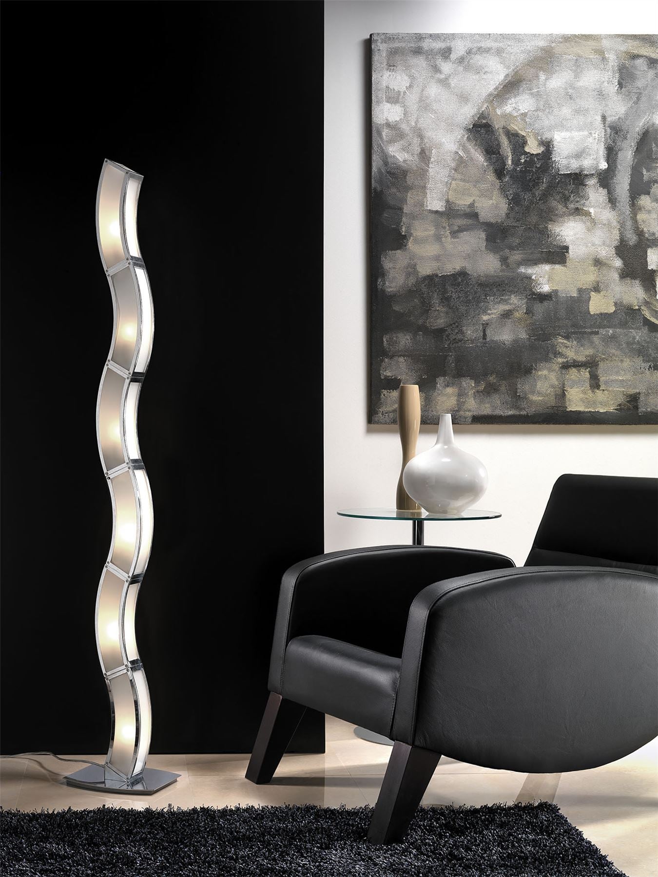 Mantra Duna E27 Floor Lamp 6 Light E27, Polished Chrome/White Acrylic, CFL Lamps INCLUDED