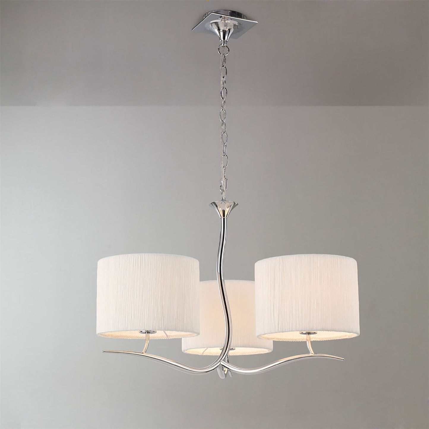 Mantra M1131 Eve Pendant 3 Light E27, Polished Chrome with White Round Shade