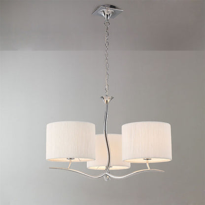 Mantra M1131 Eve Pendant 3 Light E27, Polished Chrome with White Round Shade