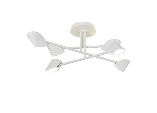 Mantra Capuccina 90cm Medium 6 Light Semi Flush, 45W LED, 3000K, 3100lm, White, 3yrs Warranty