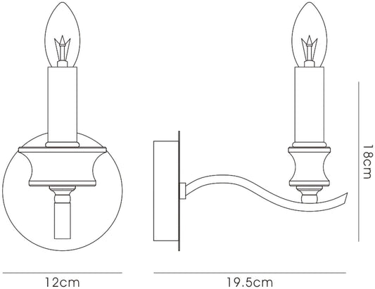 Diyas Nydia Wall Light 1 Light E14 Polished Chrome/Crystal
