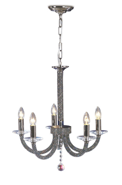 Diyas Elena 56cm  5 Light E14 Black Chrome/Crystal Ceiling Pendant Light Fitting