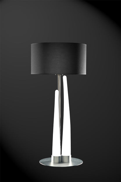 Mantra Estalacta Table Lamp 3 Light GU10 Indoor, Silver/Opal White with Black Shade