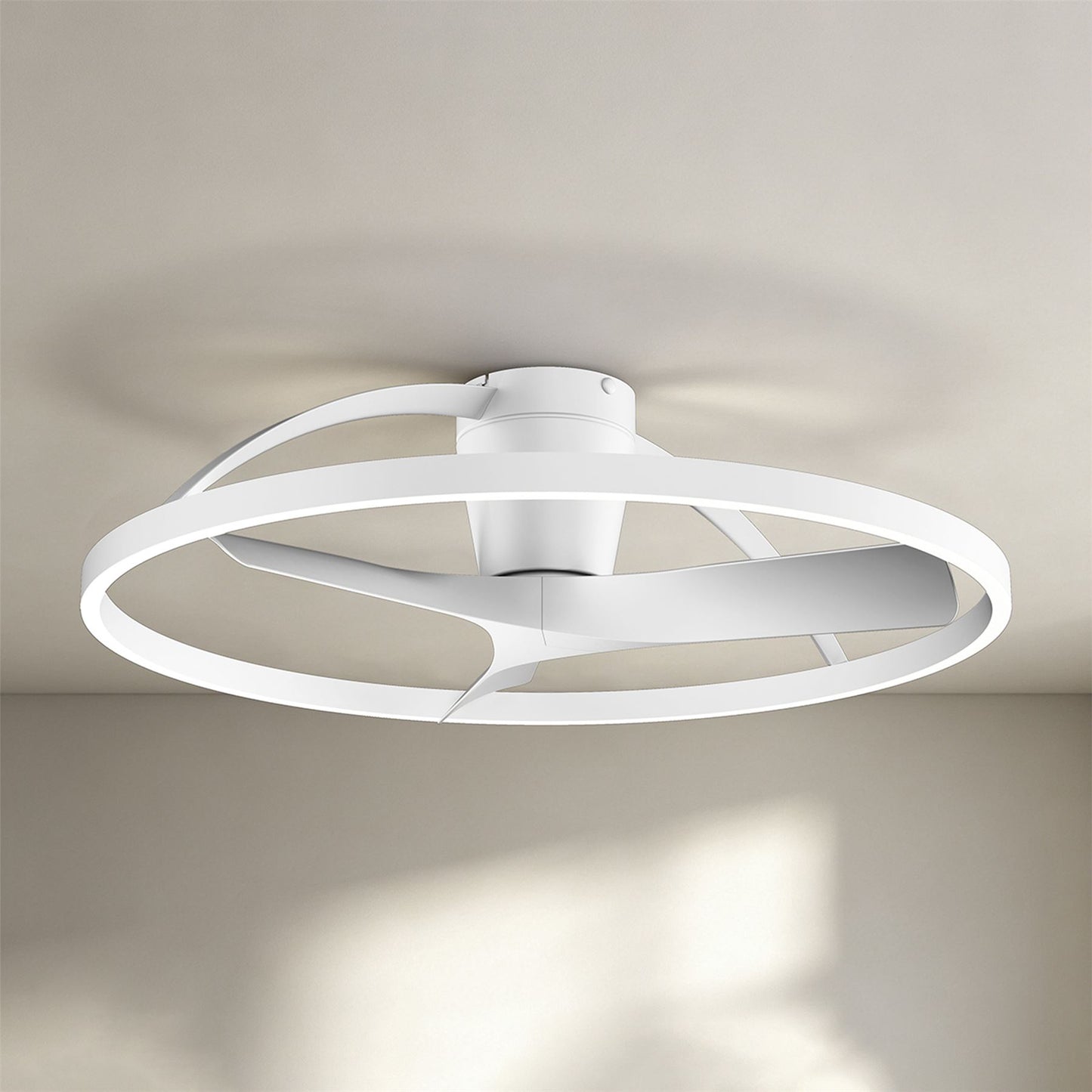 Nepal II Mini 75cm 32W LED Dimmable Light With Built-In 32W DC Reversible Fan, White Finish c/w Remote Control, 4000lm, 5yrs Warranty