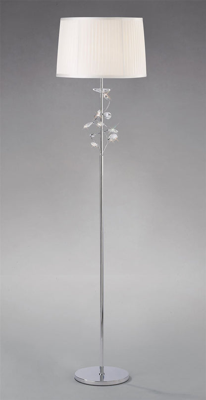 Diyas Willow Floor Lamp with White Shade 1 Light E27 Polished Chrome/Crystal