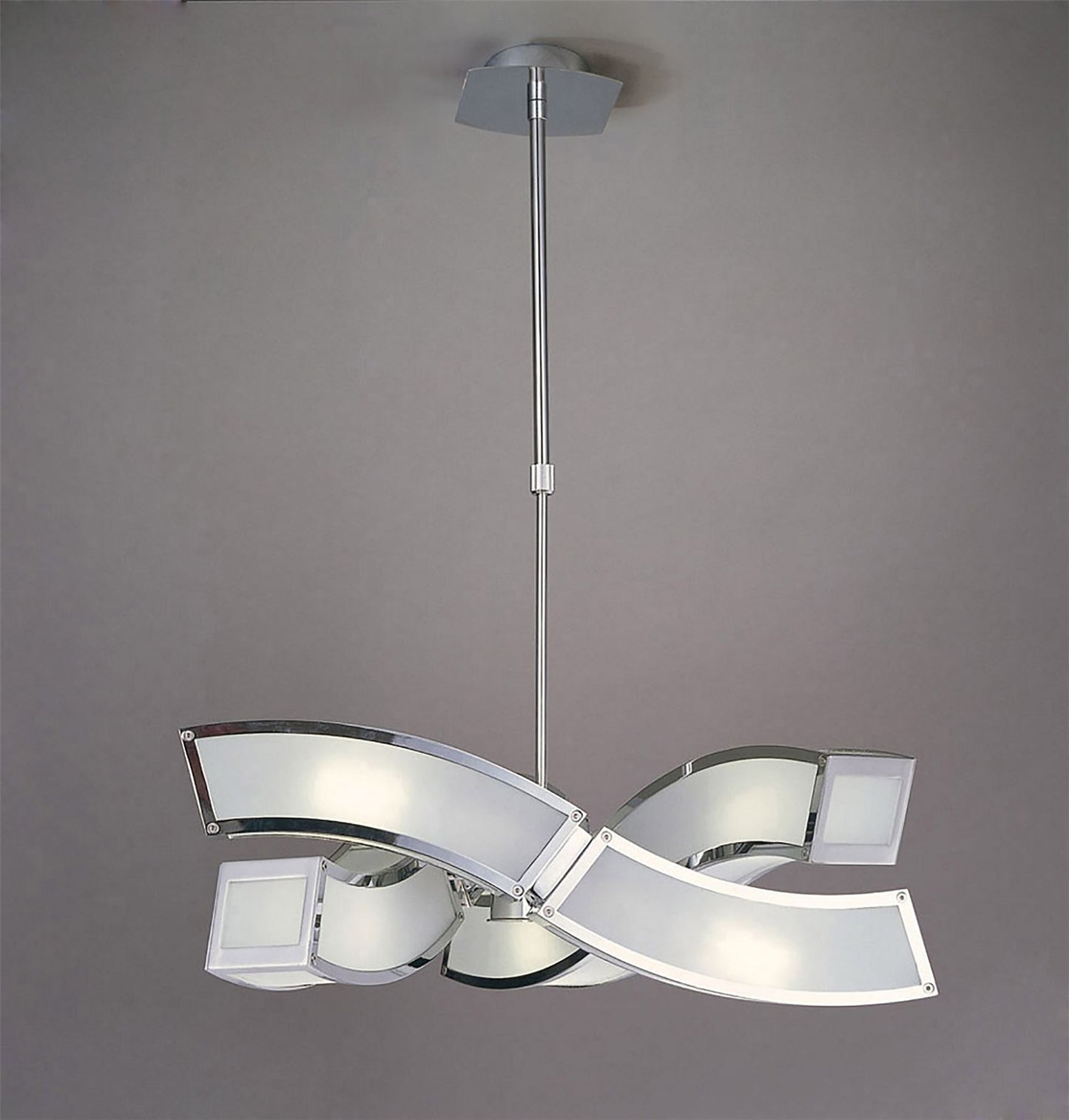Mantra M0389 Duna E27 Pendant 3 Arm 6 Light E27, Polished Chrome/White Acrylic