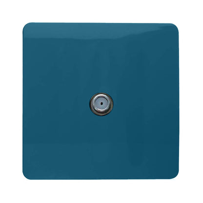 Trendi 1 Gang Artistic Modern Glossy Screwless Television Satellite Socket Ocean Blue