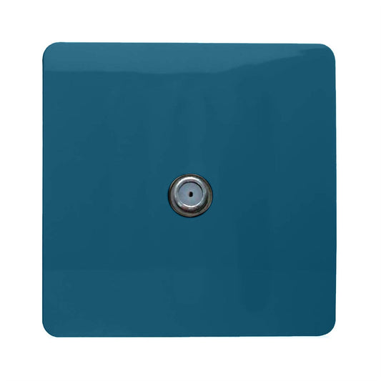 Trendi 1 Gang Artistic Modern Glossy Screwless Television Satellite Socket Ocean Blue