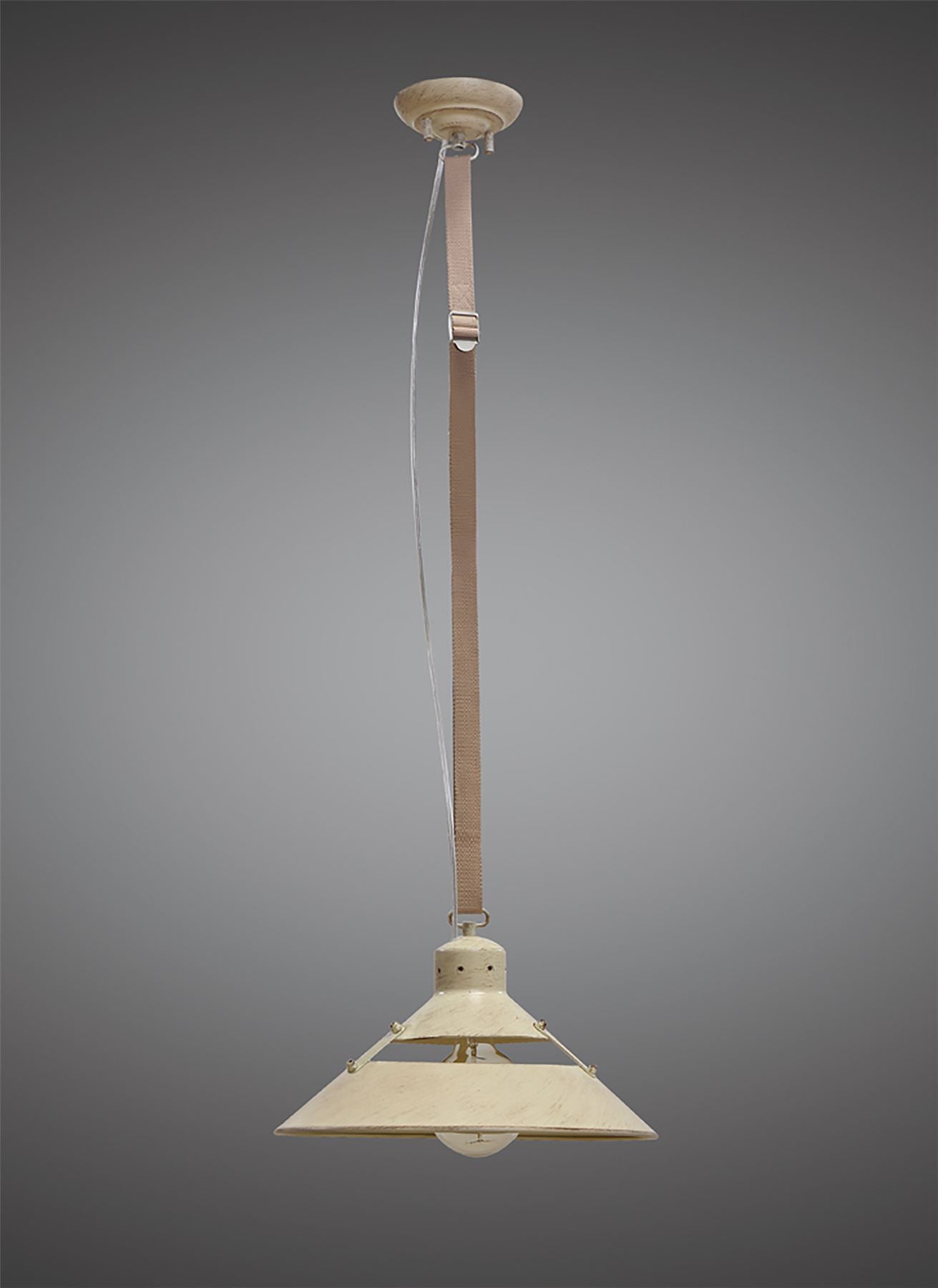 Mantra M5431 Industrial Ceiling 1 Light 40W E27 Medium, Sand Metal, Beige Belt