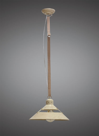 Mantra M5431 Industrial Ceiling 1 Light 40W E27 Medium, Sand Metal, Beige Belt