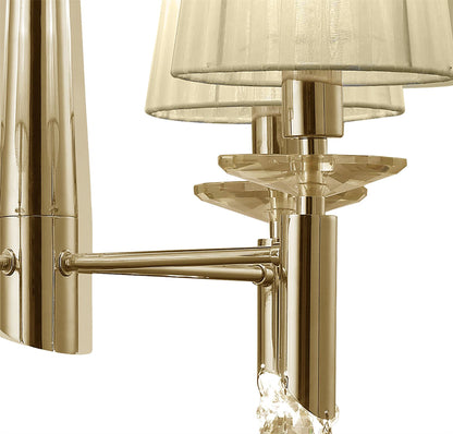 Mantra Tiffany 55cm Pendant 4+4 Light E14+G9, French Gold with Cream Shades & Clear Crystal