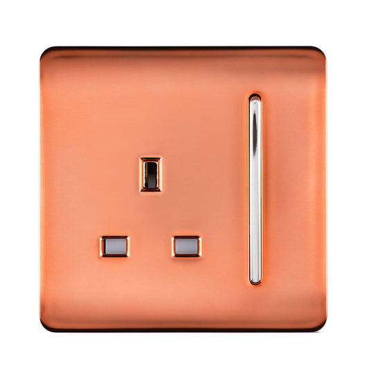Trendi 1 Gang Artistic Modern Glossy 13 Amp Switched Tactile Plug Socket Copper