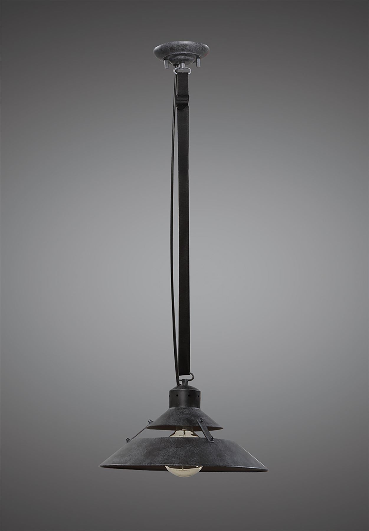 Mantra M5441 Industrial Ceiling 1 Light 40W E27 Medium, Oxide Metal, Black Belt