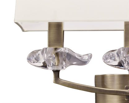 Mantra Akira Wall Light Switched 3 Light E14, Antique Brass with Cream Shade