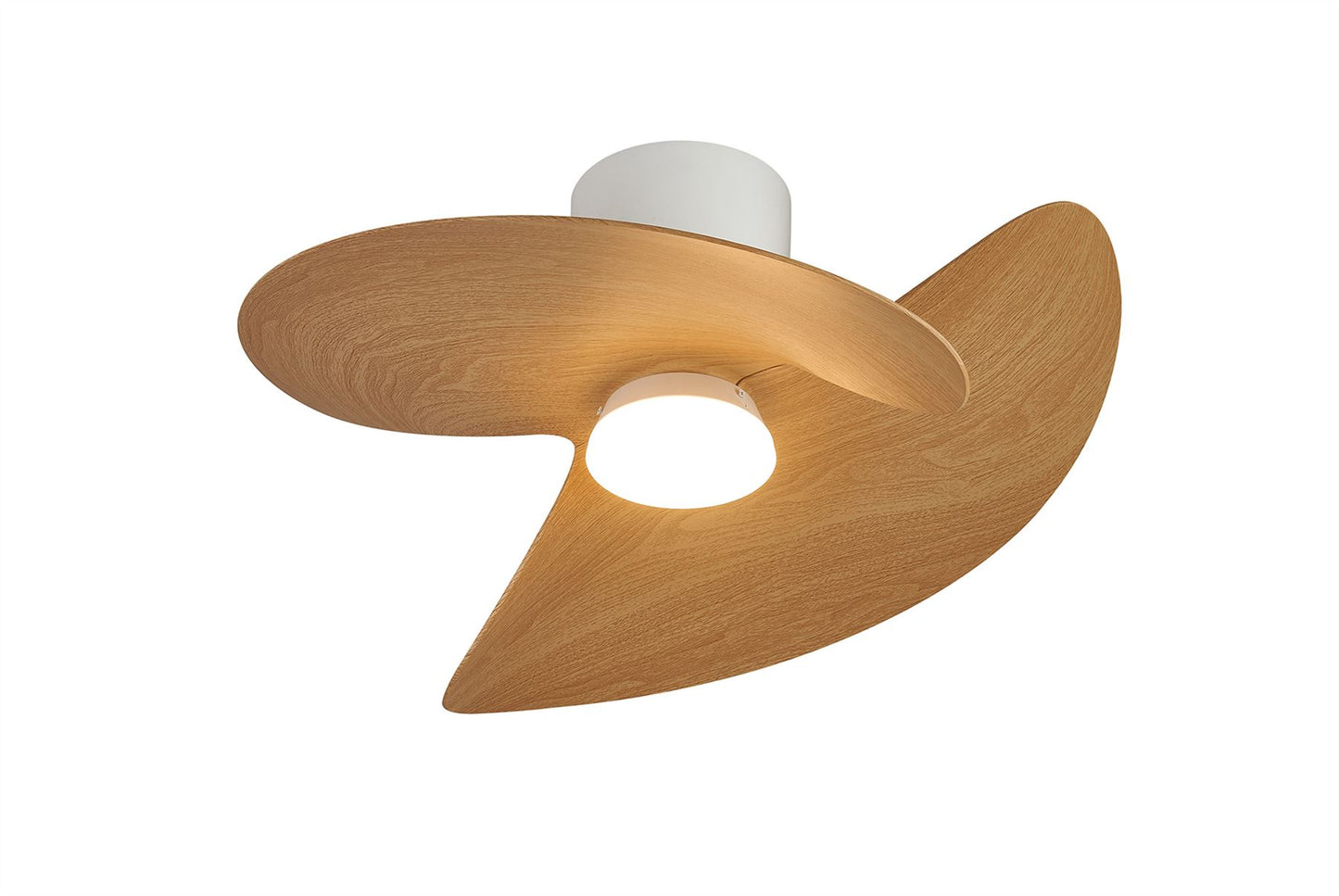 Ona 70cm 18W LED Dimmable Ceiling Light With Built-In 30W DC Fan, 3000-5000K Remote Control, 3600lm, White/Wood, 5yrs Warranty