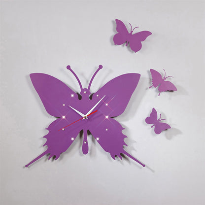Diyas Home (DH) Infinity Butterfly Clock Purple/Crystal Wall