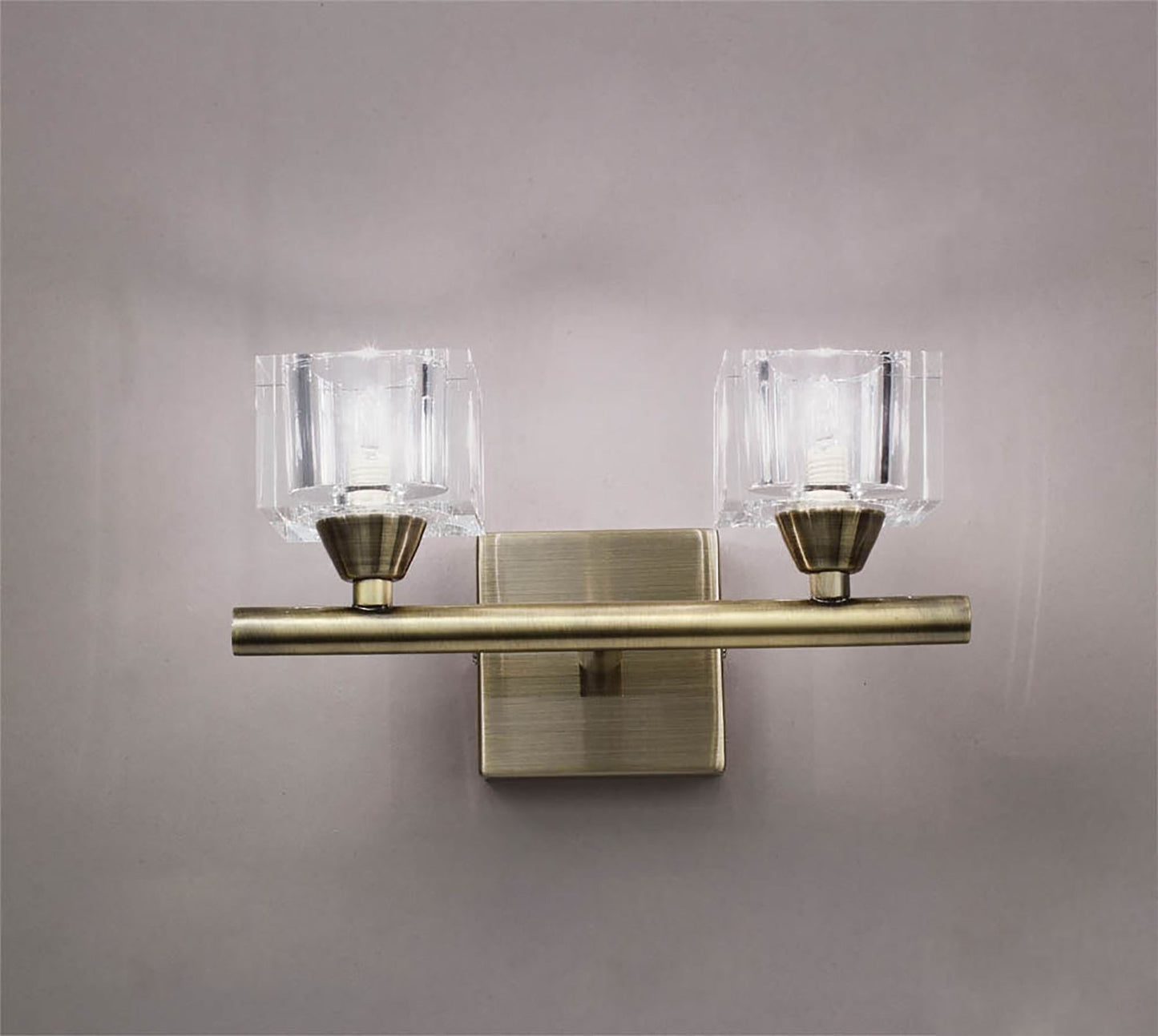 Mantra Cuadrax Wall Switched 2 Light G9, Antique Brass