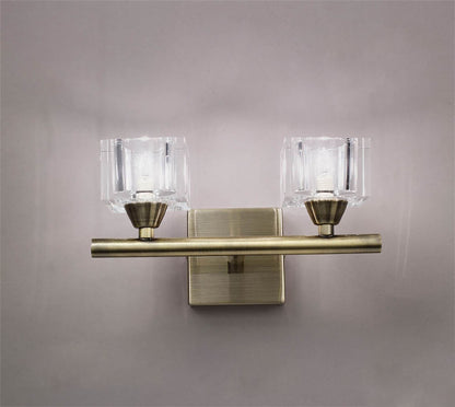 Mantra Cuadrax Wall Switched 2 Light G9, Antique Brass