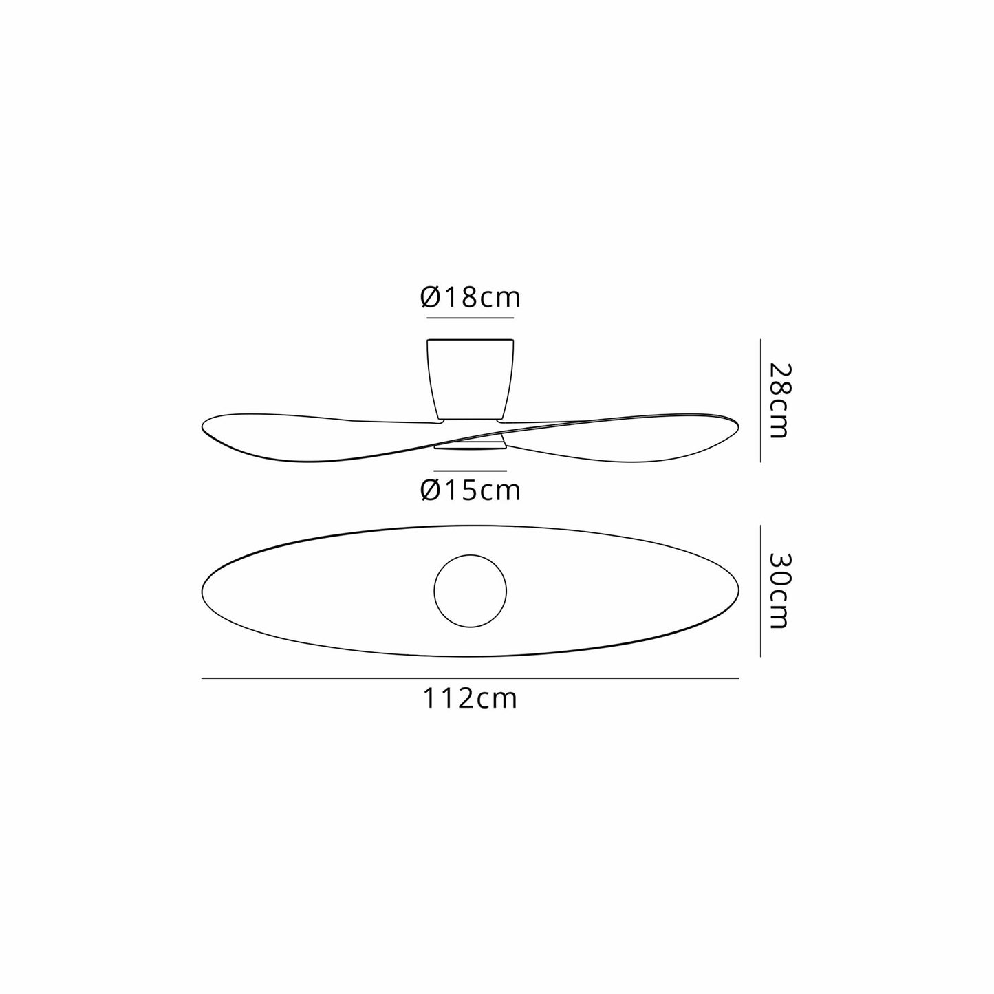 Surfer 112 x 30cm 18W LED Dimmable Ceiling Light With Built-In 40W DC Fan, 3000-5000K Remote Control, 3600lm, White, 5yrs Warranty