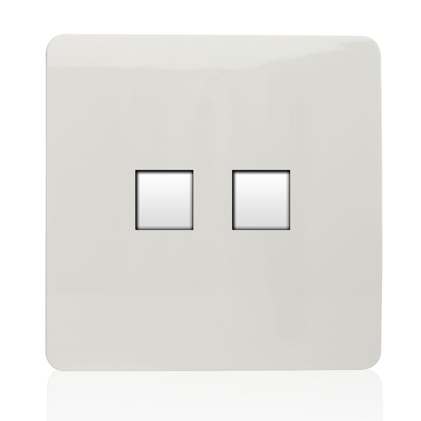 Trendi Artistic Modern Glossy Tactile 2 Gang Telephone Socket White ART-2TLPWH