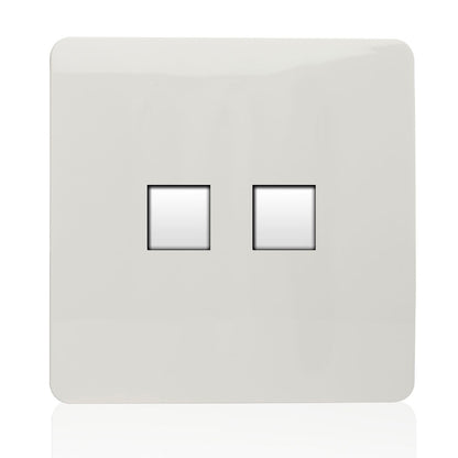 Trendi Artistic Modern Glossy Tactile 2 Gang Telephone Socket White ART-2TLPWH