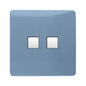 Trendi Artistic Modern Glossy Tactile 2 Gang Telephone Socket Sky