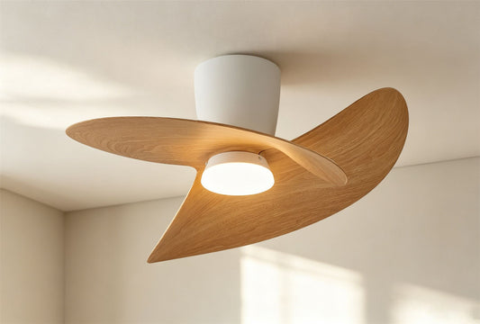 Ona 70cm 18W LED Dimmable Ceiling Light With Built-In 30W DC Fan, 3000-5000K Remote Control, 3600lm, White/Wood, 5yrs Warranty
