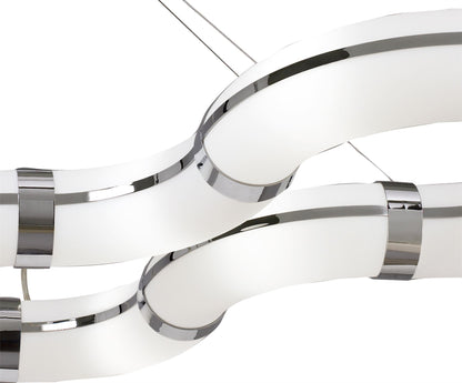 Mantra Guss Rectangular Pendant E27 12 Light E27 Curved Bar, Polished Chrome/White Acrylic, CFL Lamps INCLUDED