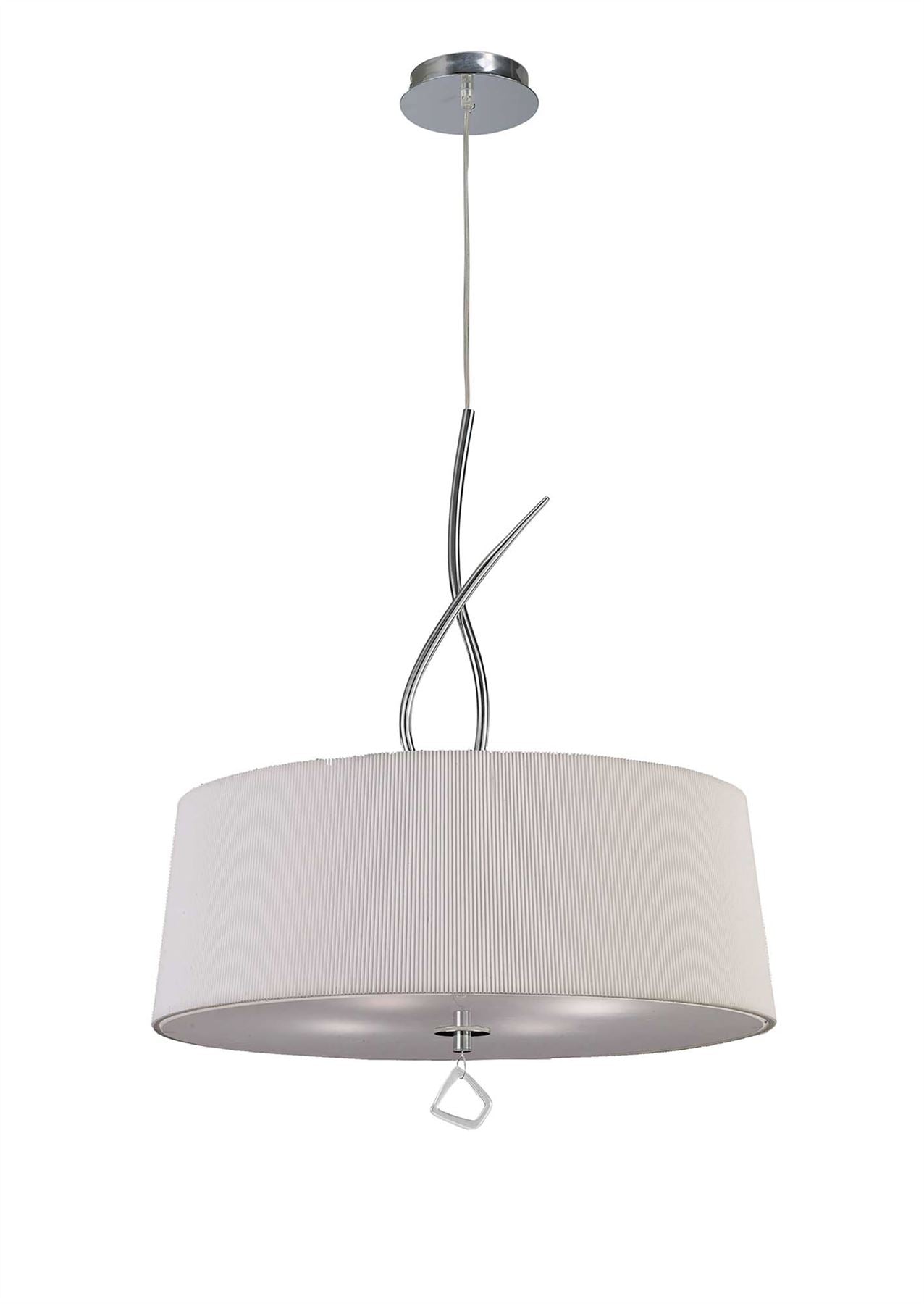 Mantra M1644 Mara Pendant 4 Light E27 Round, Polished Chrome with Ivory White Shade