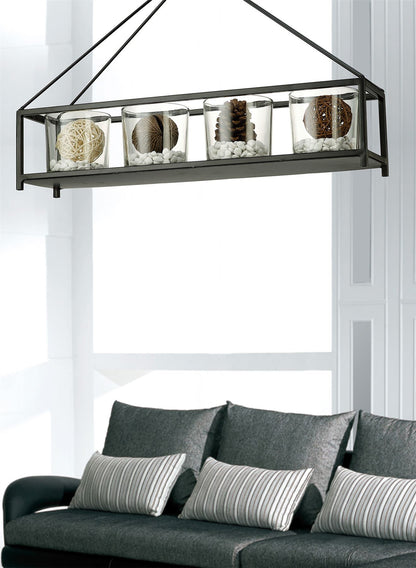 Diyas Home (DH) Athena 5 Candle Holder Medium Black/Clear Glass Art