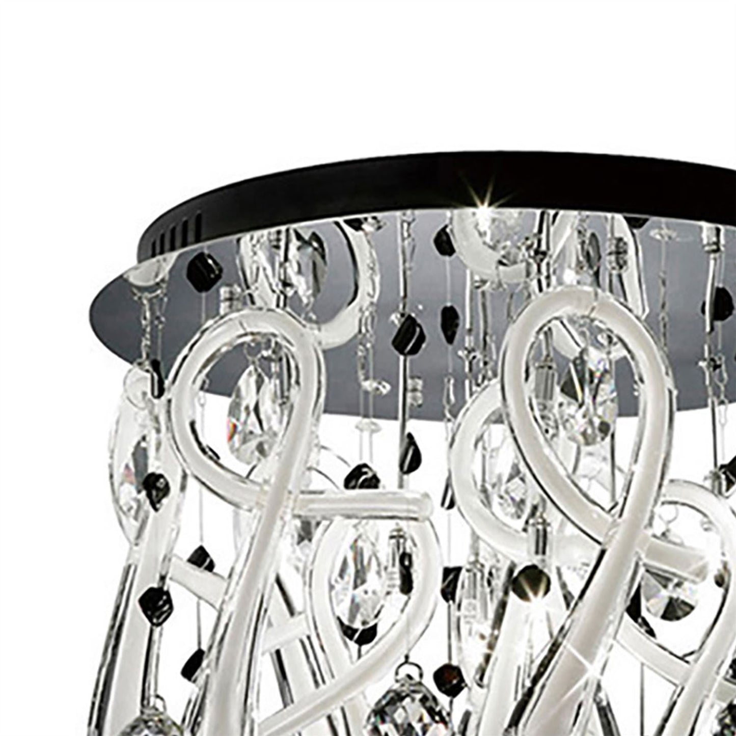 Diyas Class 45cm Flush  Round 10 Light G4 Polished Chrome/White Glass/Crystal, NOT LED/CFL Compatible Ceiling Light Fitting